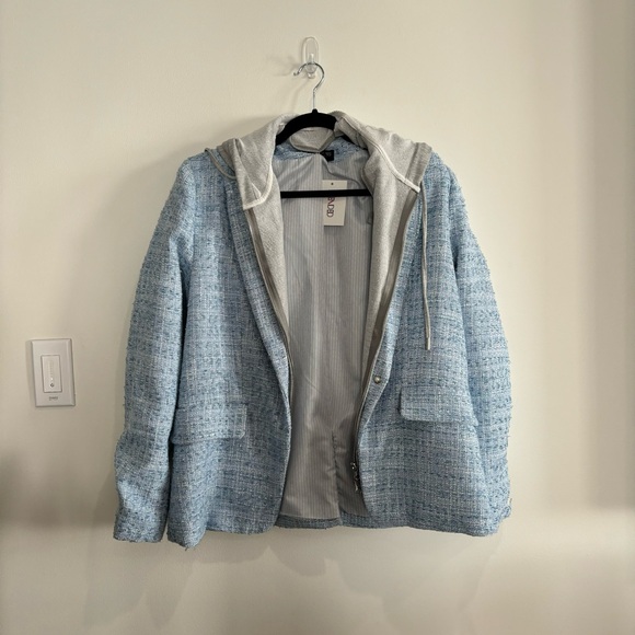 Central Park West Tweed Blazer Suit Jacket Light Blue - Picture 3 of 7